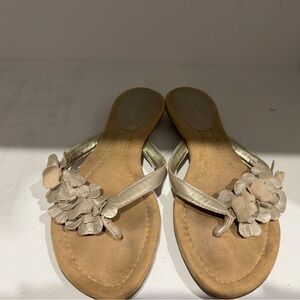 Nine West Metallic Floral Slide Sandals